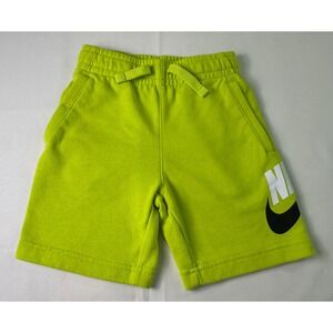 Nike Kids Shorts Neon Green Athletic Casual Drawstring Logo XS Size 4T 3-4 Years